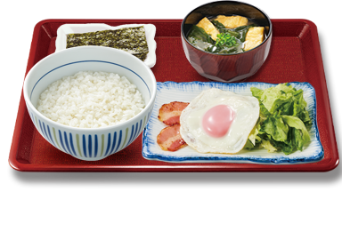 目玉焼きベーコン朝食