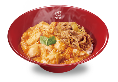 牛あいがけ親子丼