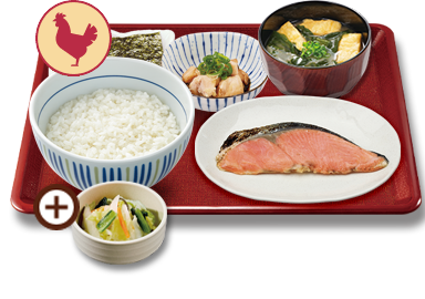 銀鮭鶏小鉢朝食