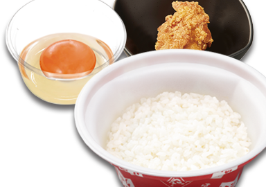 たまかけ鶏からセット
(卵・ごはん並盛・鶏から1個)  