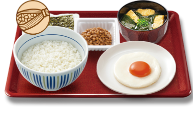 目玉焼き納豆朝食