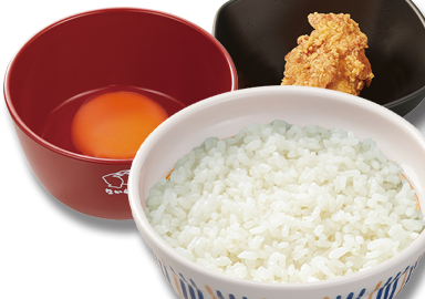 たまかけ鶏からセット
(卵・ごはん大盛・鶏から1個)  